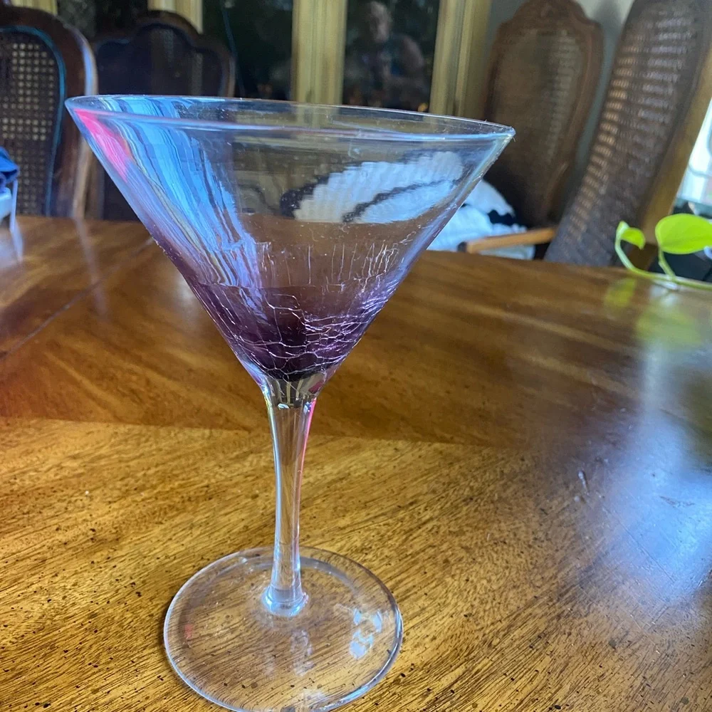 Pier 1 Purple Crackle Martini Glass